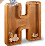 👪 Personalized Wooden Piggy Bank LETTER for Boys Girls Adults - Image 26