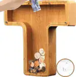 👪 Personalized Wooden Piggy Bank LETTER for Boys Girls Adults - Image 38